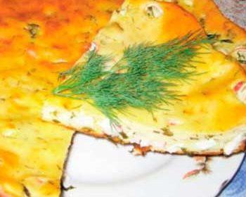 Пирог на кефире с яйцом и крабовыми палочками «Дуэт»