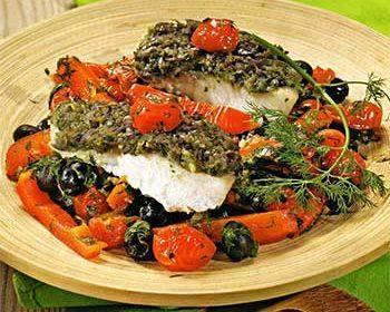 Рыба с чермулой и овощами