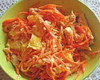 Салат из моркови по-корейски и куриного филе «Рыжик»